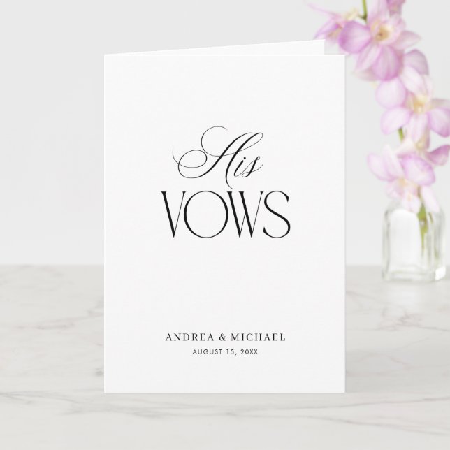 Timeless Luxe Script Elegant His Wedding Vows Kort (Orkide)