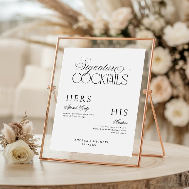 Timeless Luxe Script Elegant Signature Drinks Sign Poster (Skapare uppladdad)