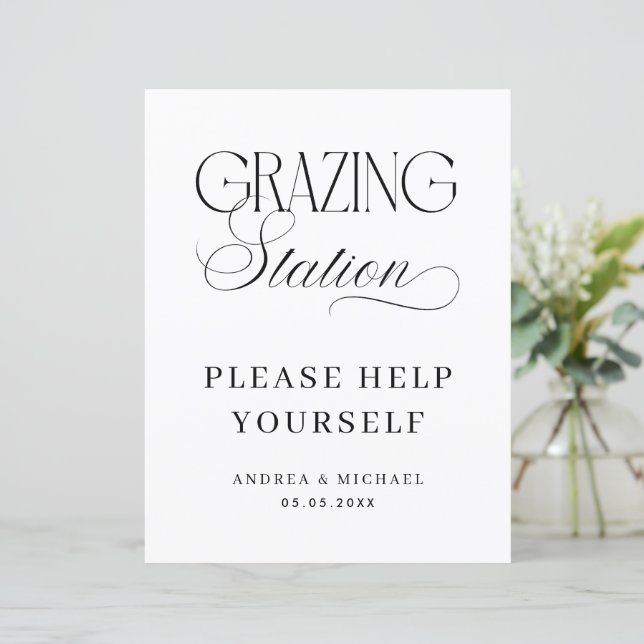 Timeless Luxe Script Grazing Station Wedding Sign (Stående Fram)