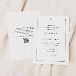 Timeless Monogram QR Code Modern Wedding Inbjudningar