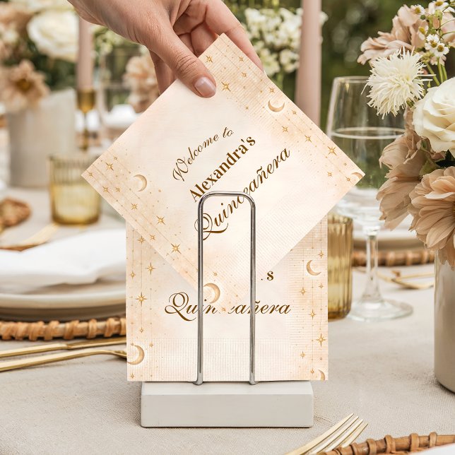 Timeless Moon And Stars Quinceañera Pappersservett (Skapare uppladdad)