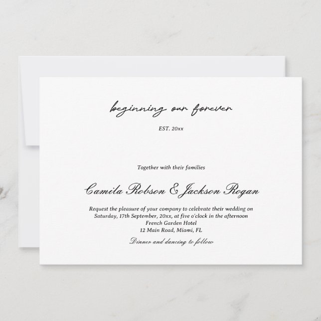 Timeless Old Money Black and White Wedding Invitat Inbjudningar (Framsida)
