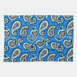 Timeless  Paisley on Blue Background Kökshandduk