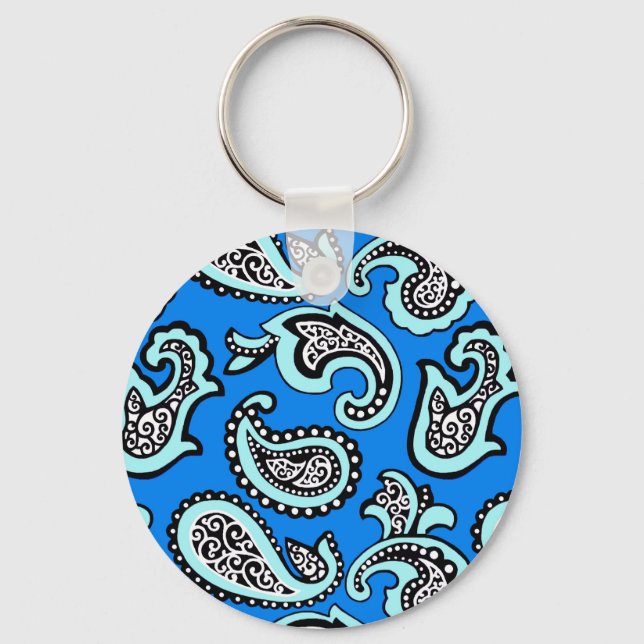 Timeless  Paisley on Blue Background Nyckelring (Framsida)