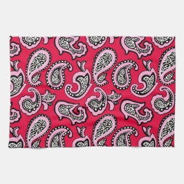 Timeless Paisley on Red Background Kökshandduk