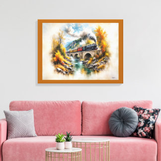 Timeless Railway Escape / Picturesque Fall Scenery Canvastryck