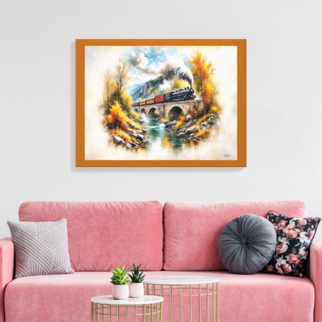 Timeless Railway Escape / Picturesque Fall Scenery Canvastryck (Insitu (Vardagsrum))