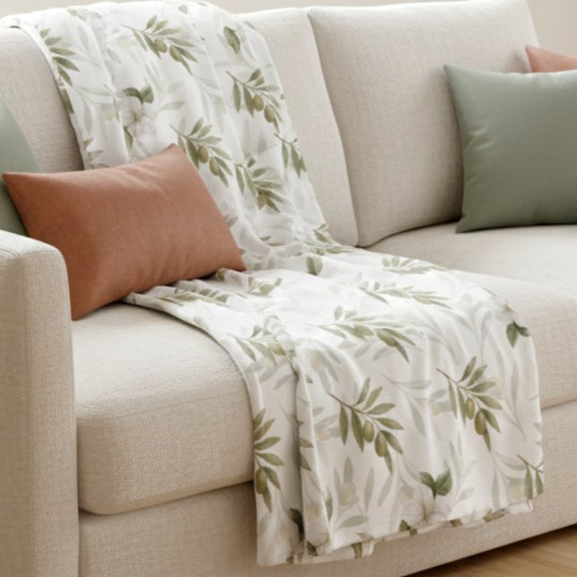 Timeless Sage Olive Watercolor Chic  Fleecefilt (Skapare uppladdad)