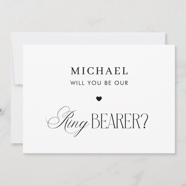Timeless Script Elegant Ring Bearer Proposal Card Inbjudningar (Framsida)