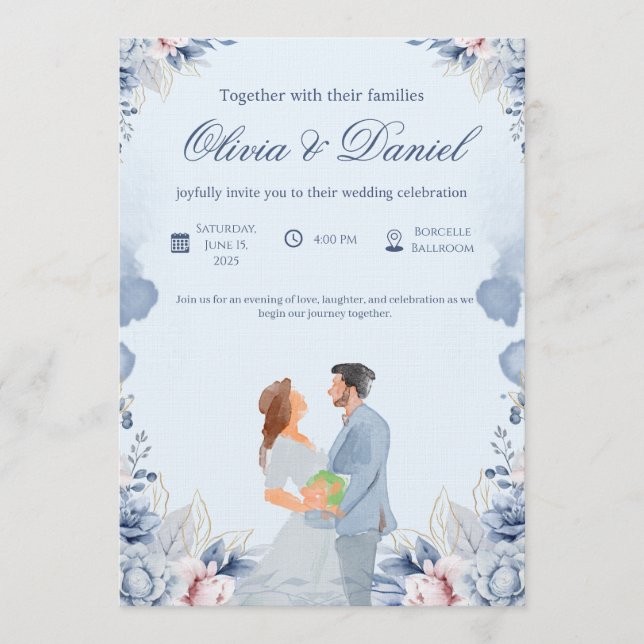 Timeless Wedding Invitation – Customizable Inbjudningar (Framsida)