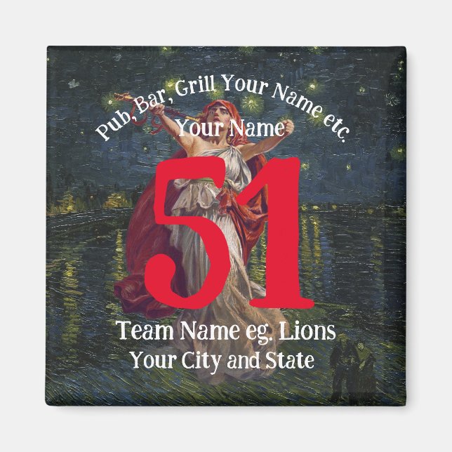 TimeMachine Pub Bar Grill Name Number Your Name Magnet (Framsidan)