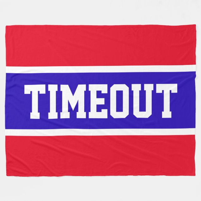 TIMEOUT Sportig Ljus Röd Vit Marinblå Ränder Fleecefilt (Framsidan (Horisontell))
