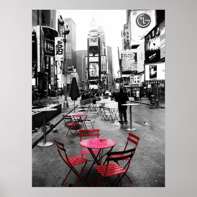 Times Square Black White Red Poster (Framsidan)