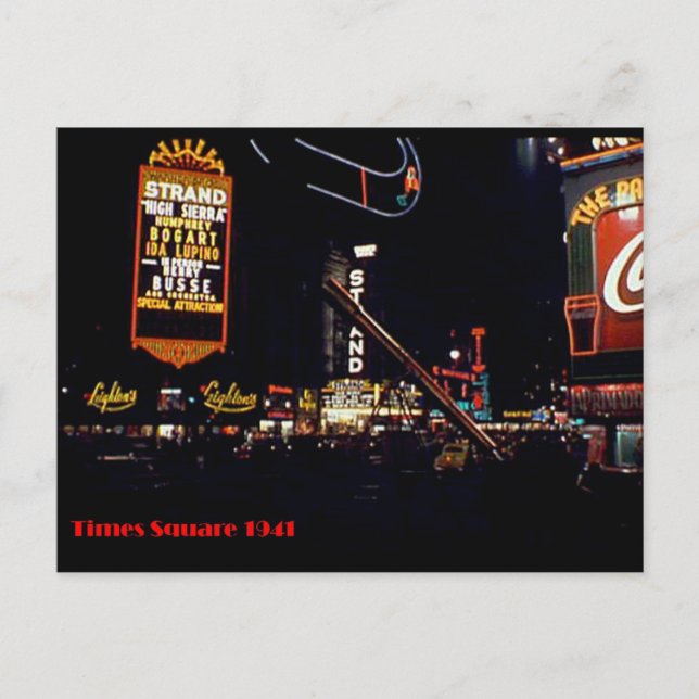 Times Square, New York City, Färg Neon Photo 1941 Vykort (Framsida)