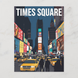 Times Square New York Taxi Cab Art Vykort