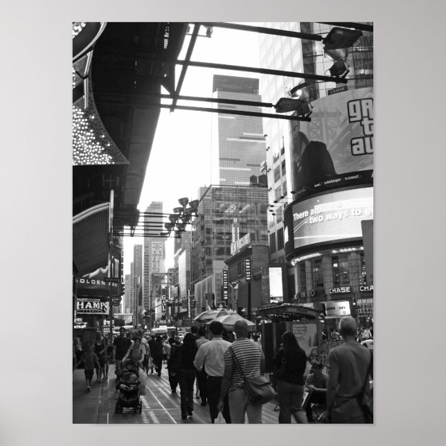 Times Square NYC Black and White Photograph Poster (Framsidan)