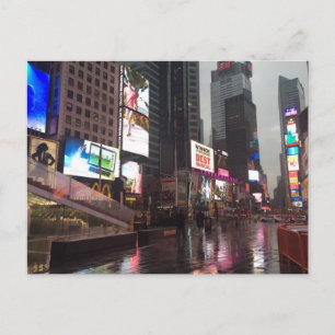 Times Square NYC New York City Rainy Day Big Apple Vykort