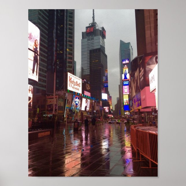 Times Square NYC New York City Rainy Day Poster (Framsidan)