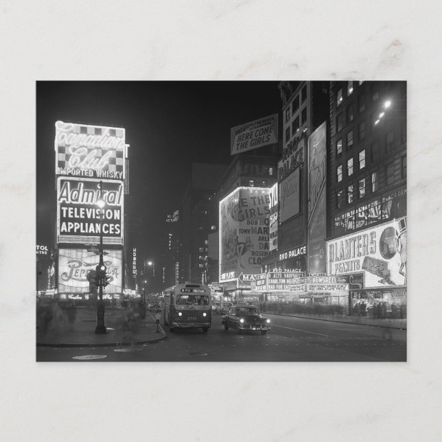 Times Square på natten, 1953 Vykort (Framsida)