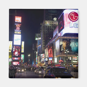 Times Square på natten i Manhattan, New York Magnet