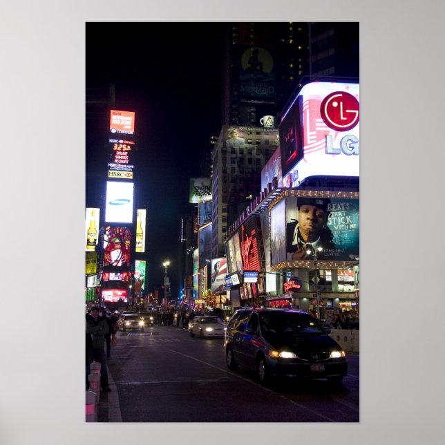 Times Square på natten i Manhattan, New York Poster (Framsidan)