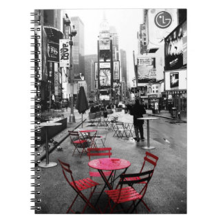 Times Square Svart Vitt Rött Anteckningsbok