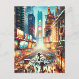 Times Square Winter Card. Jul Helg Vykort