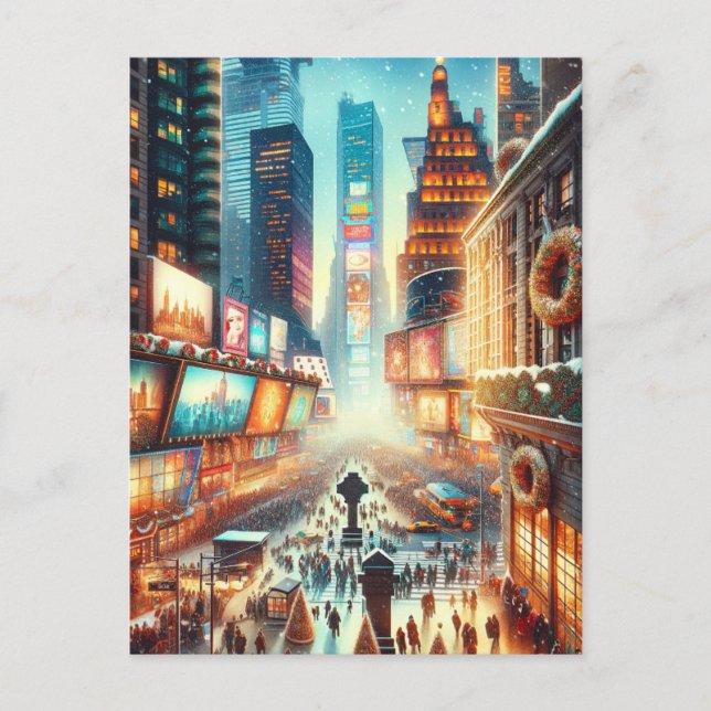 Times Square Winter Card. Jul Helg Vykort (Framsida)