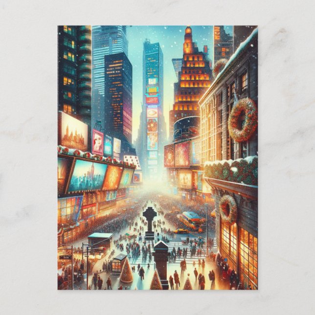 Times Square Winter Card. Jul Vykort (Framsida)