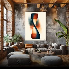 Timglasflöde Japandi Abstrakt Tidssymbolism Konst Poster
