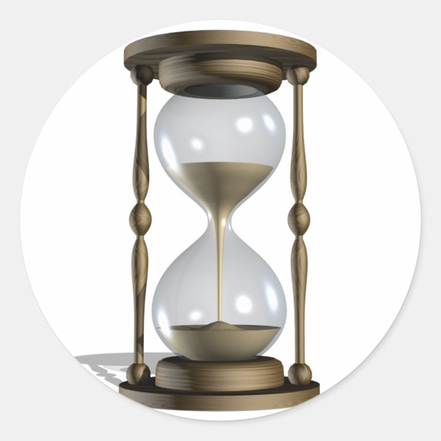 Timglass Stickers Runt Klistermärke (Framsida)