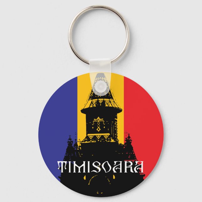 Timisoara Cathedral - tricolor flagga Nyckelring (Framsida)