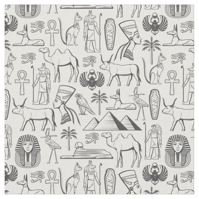Timless Ancitian Egyptian Icons Fabric Design Tyg (Närbild)