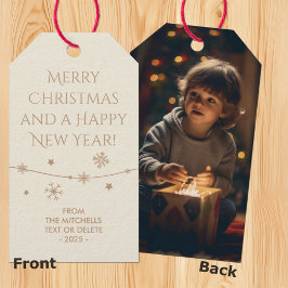 Timless - Antique White jul Photo Gift-Märkre Presentetikett