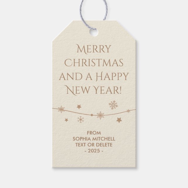 Timless - Antique White - Snowflake Gift Märkres Presentetikett (Framsidan)
