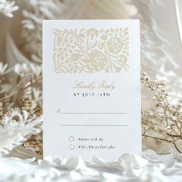 Timless Beige and Ivory Blommigt OSA Bröllop Card Inbjudningar