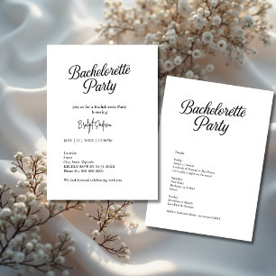 Timless Black and White Bachelorette-skript Inbjudningar