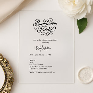 Timless Black and White Bachelorette-skript Inbjudningar
