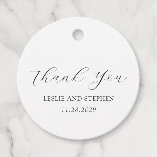 Timless Black and White Elegant bröllop Gåvor Etiketter (Framsida)