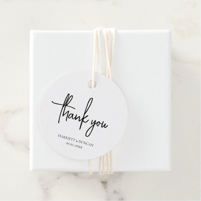 Timless Black and White Elegant bröllop Gåvor Etiketter (På plats)
