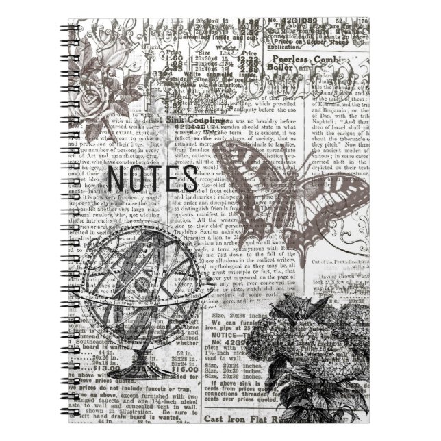 Timless Black and White Ephemera Anteckningsbok (Framsidan)