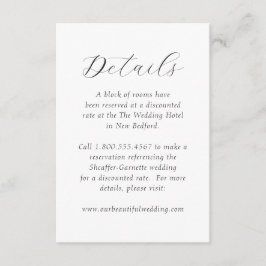 Timless Black and White Monogram Elegant bröllop Tilläggskort