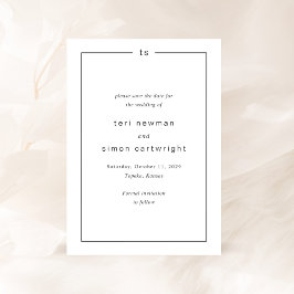 Timless Black and White Monogram Modern Bröllop Spara Datumet