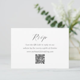 Timless Black and White QR Code Elegant bröllop OSA Kort