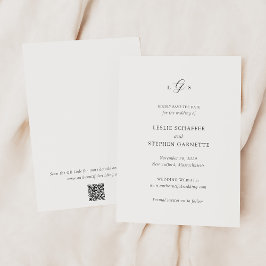 Timless Black and White QR Code Elegant bröllop Spara Datumet