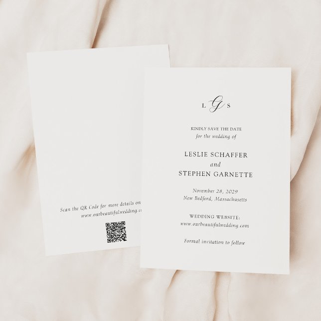 Timless Black and White QR Code Elegant bröllop Spara Datumet (Skapare uppladdad)
