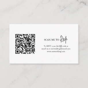 Timless Black and White QR Code Elegant bröllop Tilläggskort