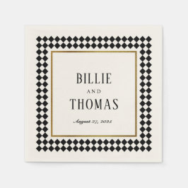 Timless Black Checkerboard Ram Bröllop Pappersservett