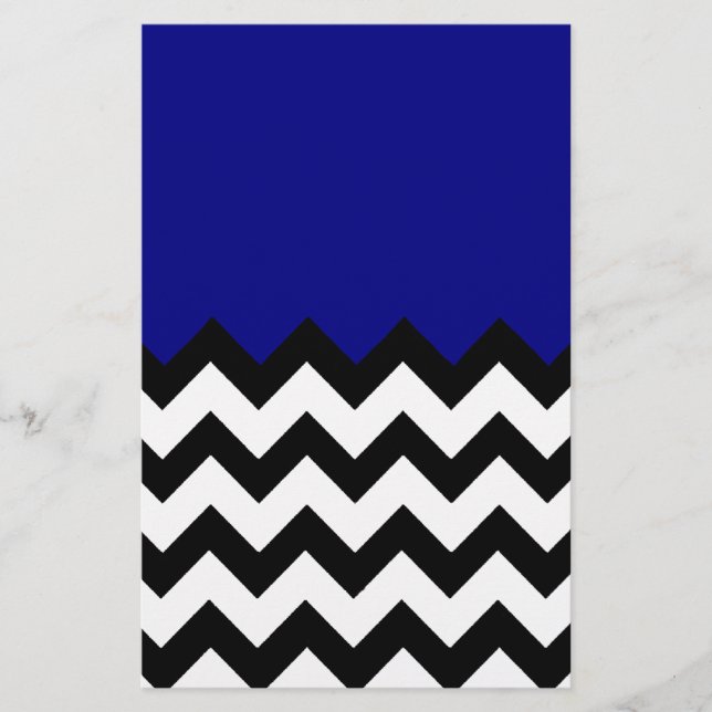 Timless Black White Chevron på marinblå Mönster (Framsida)