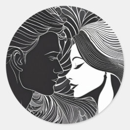 Timless Black & White Silhouette Embrace Runt Klistermärke